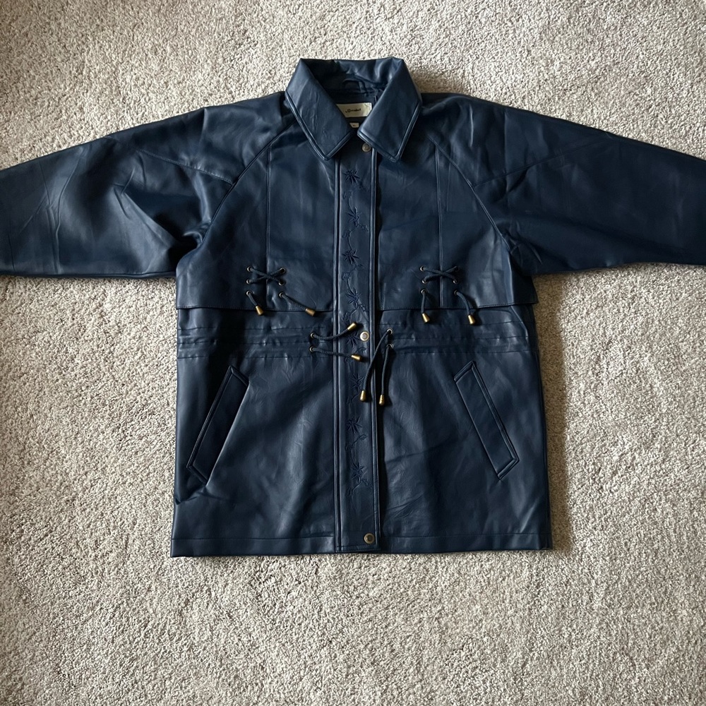 Mens Navy Blue Leather Jacket